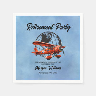 Retirement Party Globe Travel Plane Places  Napkins