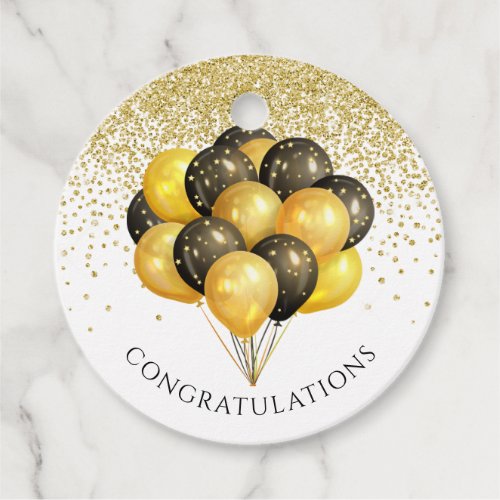 Retirement Party Gold Black Balloons Favor Tags