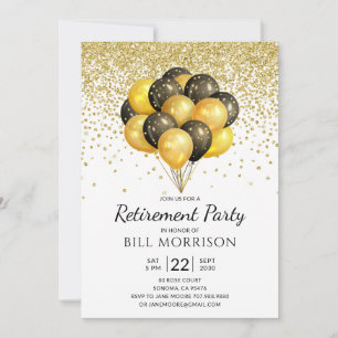 Retirement Party Gold Black On White Invitation