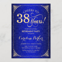 Retirement Party - Gold Blue Damask
