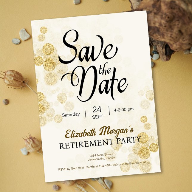 Retirement Party Gold Confetti Save the Date Invitation (Retirement Party Gold Confetti Save the Date Invitation)