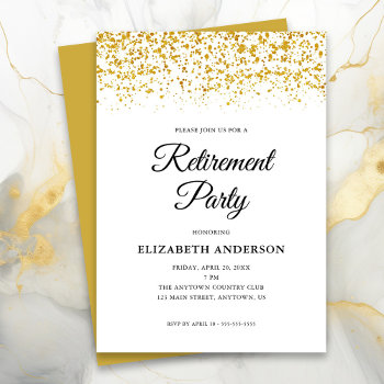 Retirement Party Gold Glitter Confetti Invitation by daisylin712 at Zazzle