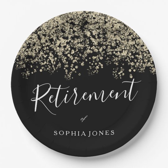 Retirement Party Gold Glitter Confetti Paper Plate | Zazzle.com