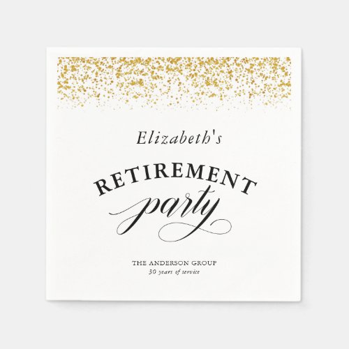 Retirement Party Gold Glitter Elegant Script