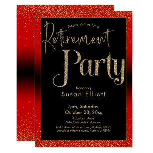 Red Black Retirement Party Invitations | Zazzle