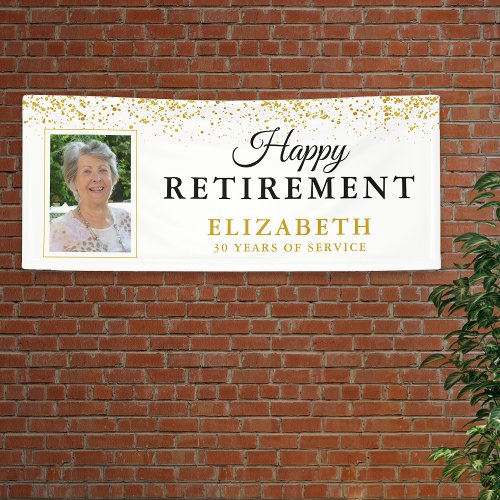 Retirement Party Gold Glitter White Photo