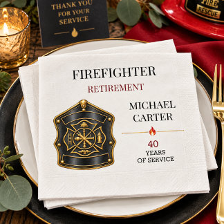 Retirement Party Gold Maltese Cross Firefighter Napkins