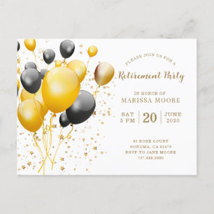 Retirement Party Gold Rose And Gold Announcement Postcard
