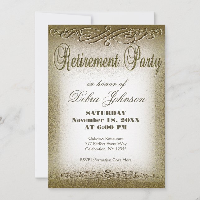 Retirement Party | Gold Shimmer Invitation (Front)