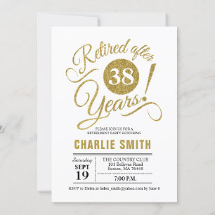 Retirement Party - Gold White Invitation