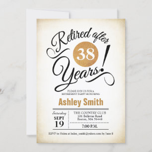 Retirement Party - Gold White Retro Invitation