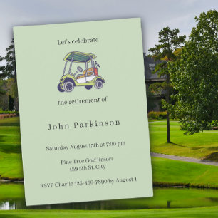 Retirement Party Golf Cart Golf Lover Invitation