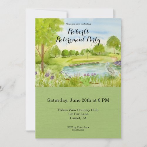 Retirement Party Golf Course with Heron  Invitation