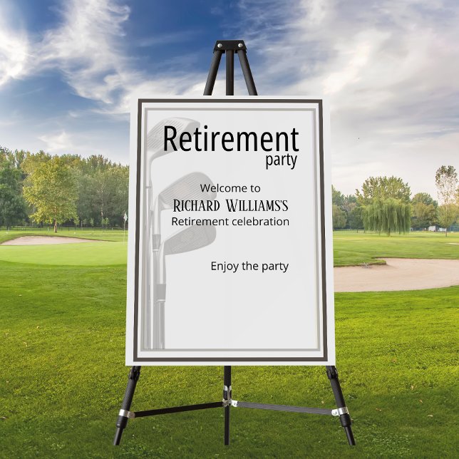 Retirement Party Golf Modern Corporate Green Black Foam Board (Creator Uploaded)
