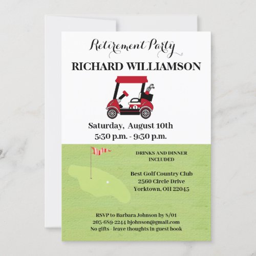 Retirement Party Golf Party  Invitation