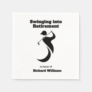 Retirement party golf player swinging modern style napkins