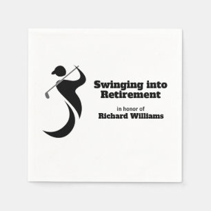 Retirement party golf player swinging modern style napkins