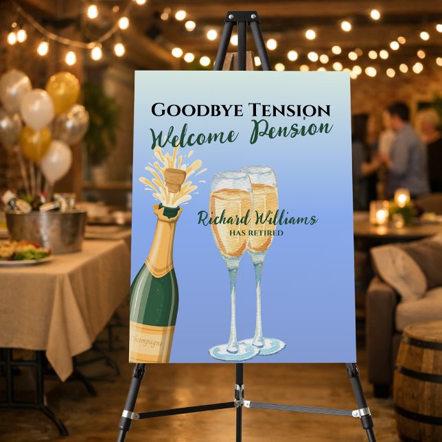 Retirement Party Goodbye Tension Champagne Foam Board (Creator Uploaded)
