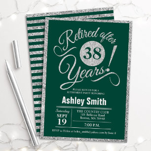 Retirement Party - Green Silver Invitation