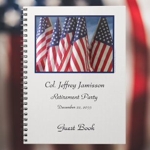Retirement Party Guest Book, American Flags, Name Notebook