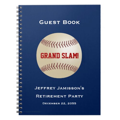Retirement Party Guest Book Baseball Grand Slam Notebook