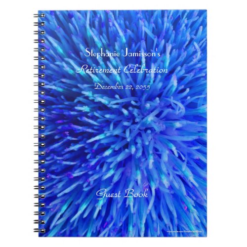 Retirement Party Guest Book Blue Abstract Floral  Notebook