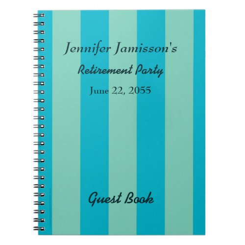 Retirement Party Guest Book BlueGreen Stripe