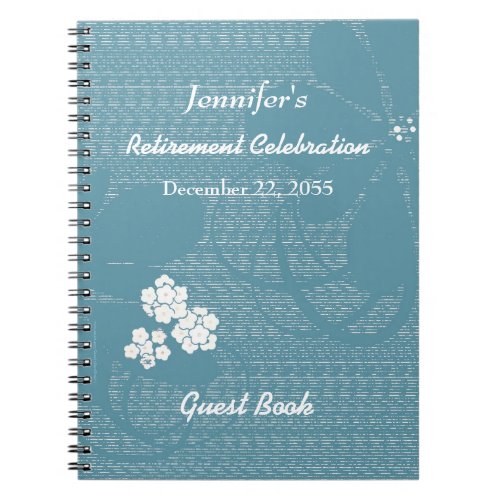 Retirement Party Guest Book Blue White Floral