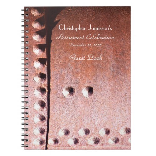 Retirement Party Guest Book, Faux Rusty Metal 