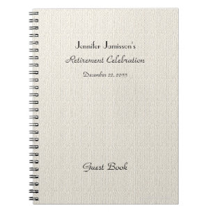 Retirement Party Guest Book, Faux Textured Burlap Notebook