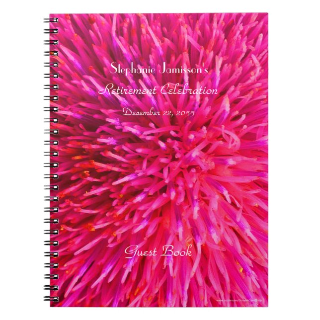 Retirement Party Guest Book, Hot Pink Abstract  Notebook (Front)