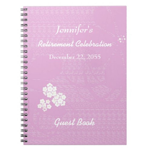 Retirement Party Guest Book Name Pink White Floral