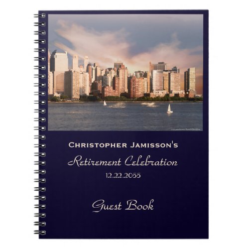 Retirement Party Guest Book NYC Manhattan Skyline Notebook