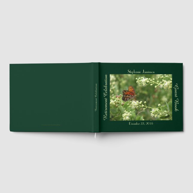 Retirement Party Guest Book, Orange Butterfly Book (Full)