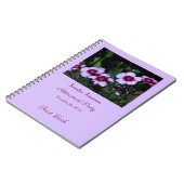 Retirement Party Guest Book, Purple Flowers Notebook (Left Side)