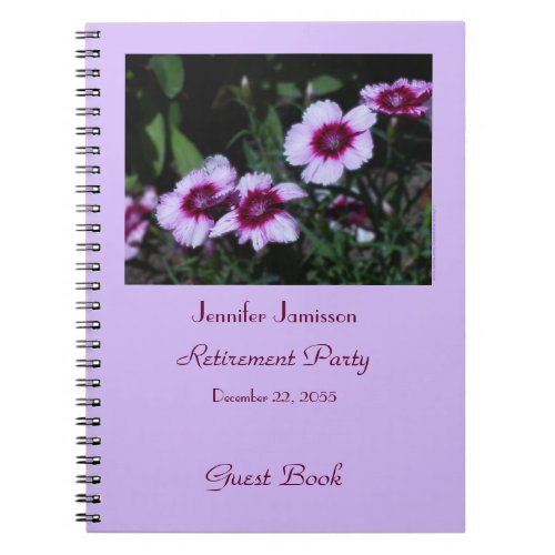 Retirement Party Guest Book, Purple Flowers