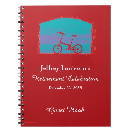 Retirement Party Guest Book Red Bicycle Notebook