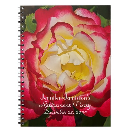 Retirement Party Guest Book Red /Gold Rose Macro