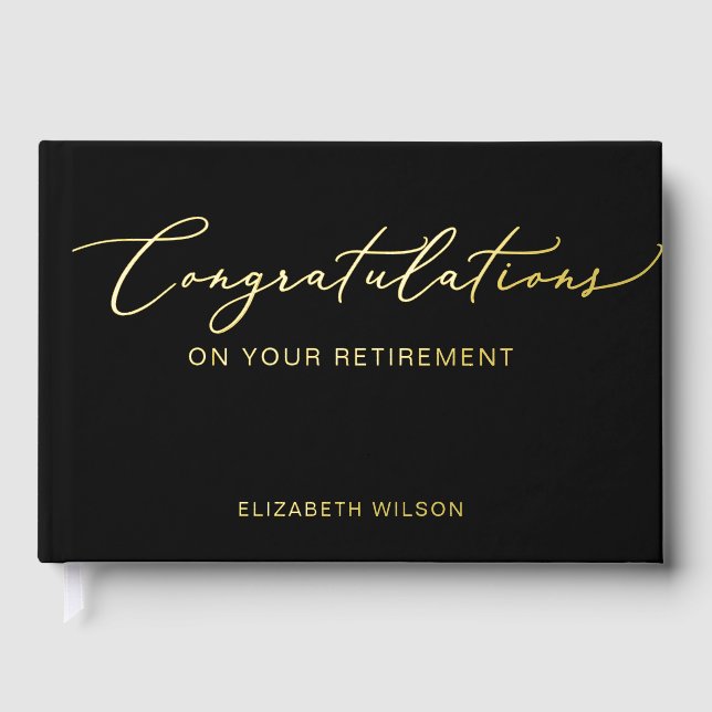 Retirement Party, Happy Retirement Leaving Party  Foil Guest Book (Front)