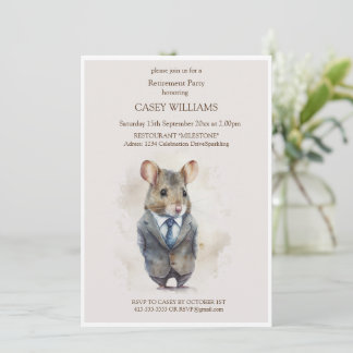 Retirement Party Invitation – A mouse with a jacke