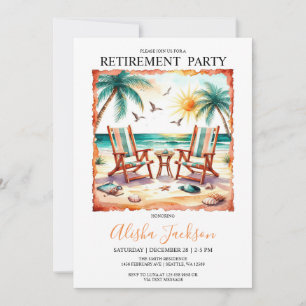 Retirement Party Invitation - Beach Loungers Ocean