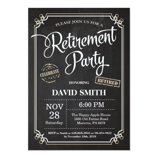 Retirement Party Invitation Card Chalkboard | Zazzle.com