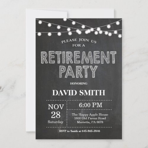 Retirement Party Invitation Card Chalkboard