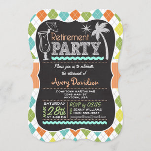 Retirement Party Invitation; Colorful Retro Argyle Invitation