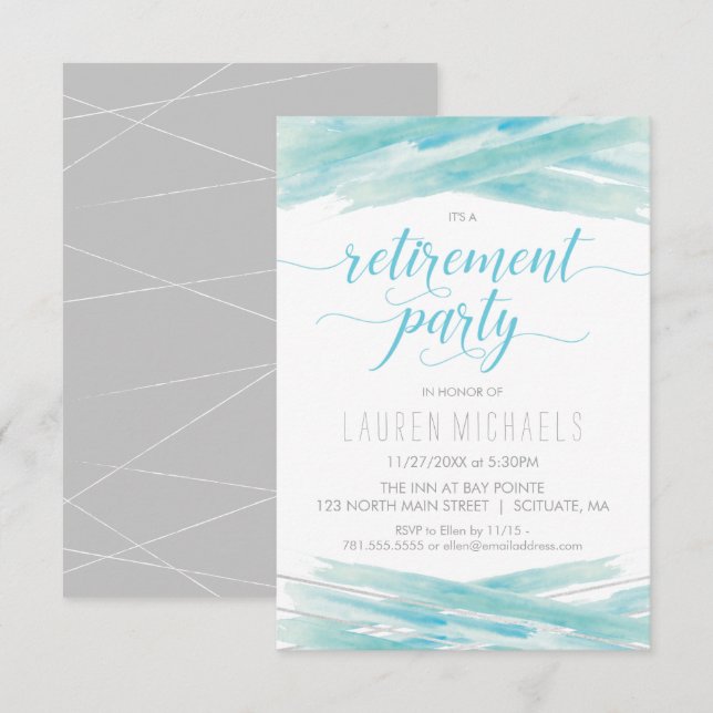 Retirement Party Invitation - Elegant Small Invite (Front/Back)