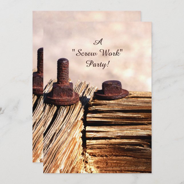 Retirement Party Invitation, Funny, Screw Work Invitation (Front/Back)