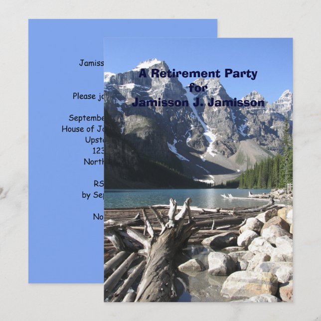 Retirement Party Invitation, Mountains Driftwood Invitation (Front/Back)