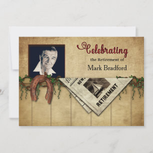 Retirement Party Invitation, Photo, Horse Shoes Invitation
