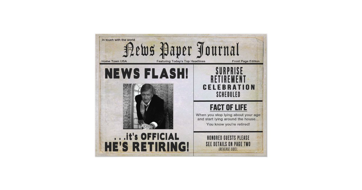 Retirement Party Invitation - PHOTO INSERT/ News | Zazzle.com