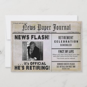 Retirement Party Invitation - Photo Insert/ News - by TrudyWilkerson at Zazzle